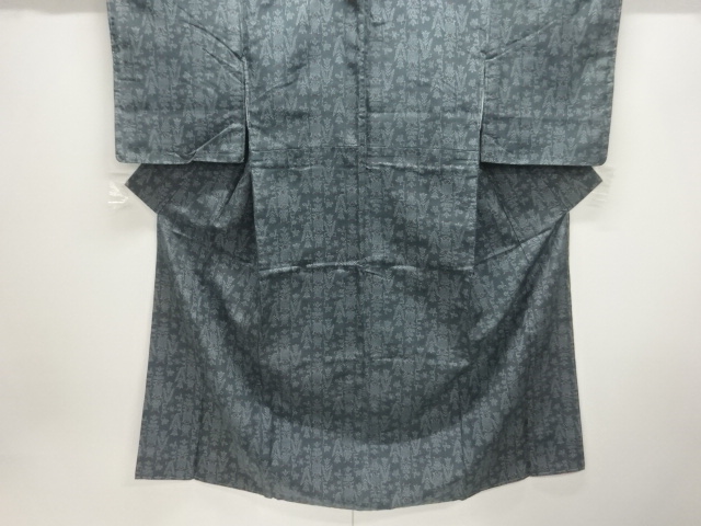 JAPANESE KIMONO / UNUSED TOKAMACHI TSUMUGI / WOVEN ABSTRACT PLANT 